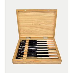 Eight-Piece Stainless Steak Set Olivewood