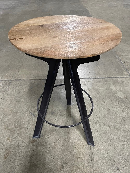 Stool or Side Table, Round Wood/Iron