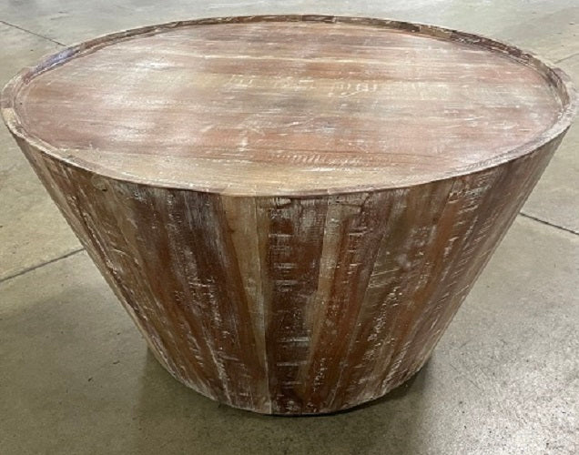 Barrel Coffee Table 32" Light Wood