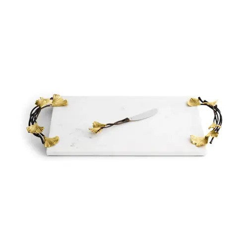 Golden Ginkgo Large Cheese Board w/ Knife