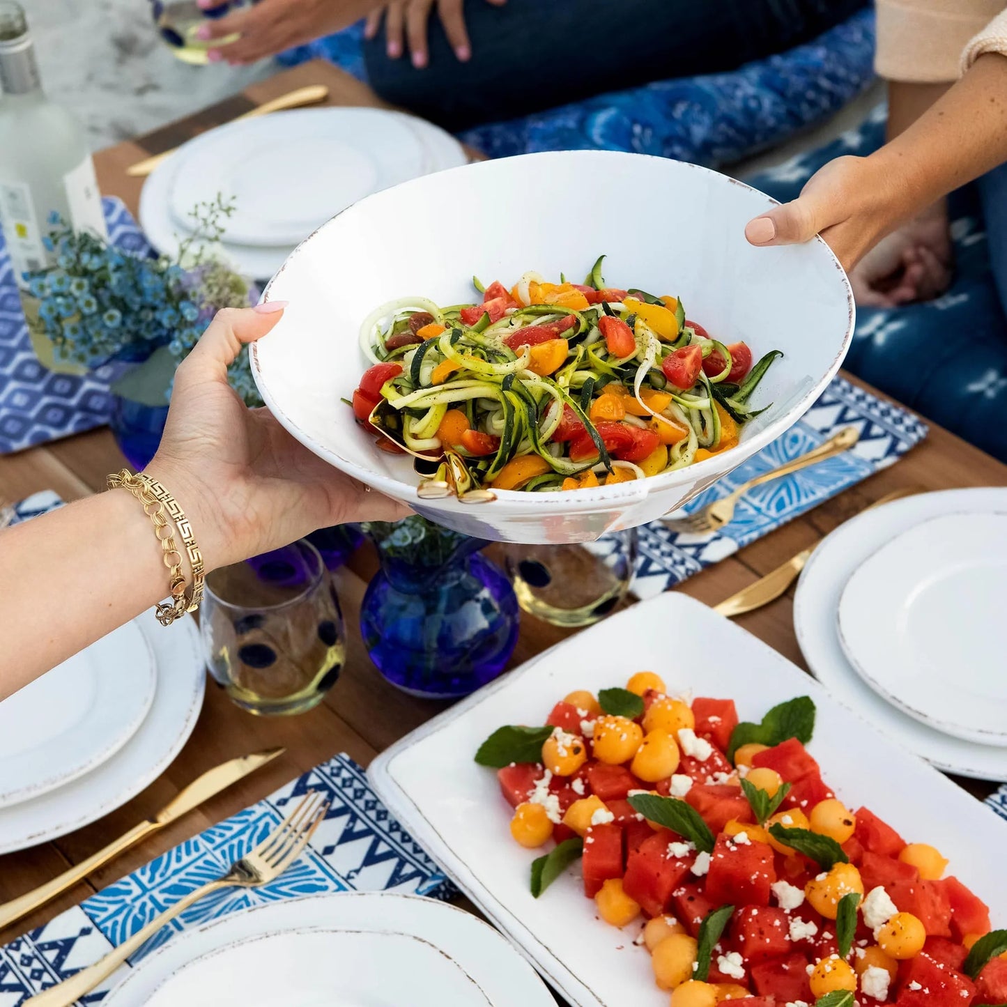 MELAMINE LASTRA WHITE LARGE SHALLOW SERVING BOWL