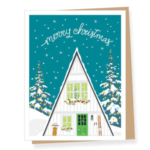 Holiday A-Frame Home, Christmas Card (single or boxed): BOX OF 8