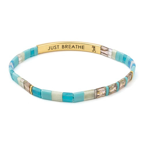 Good Karma Miyuki Bracelet | Just Breathe - Tonal Turq/Gold