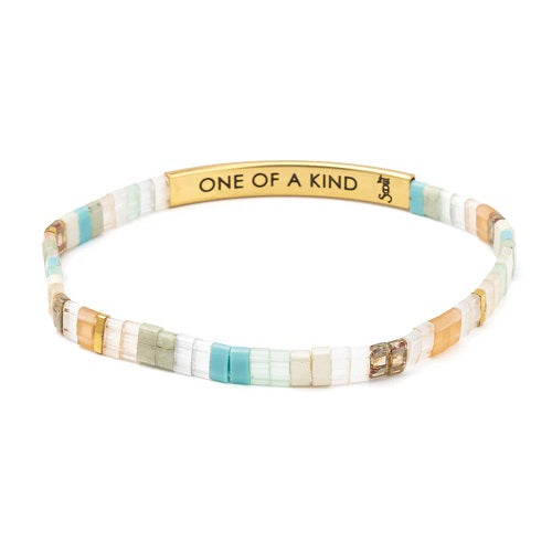 Good Karma Miyuki Bracelet | One Of A Kind - Mint/Peach/Gold