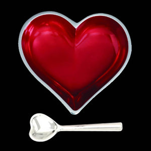 July Ruby Red Birthstone Heart with Heart Spoon