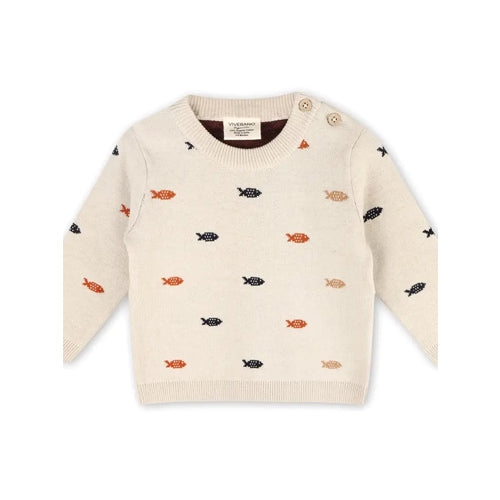 Fishes Jacquard Knit Baby Pullover Sweater (Organic Cotton)