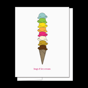 Ice Cream & Hugs - Letterpress Love Card