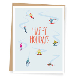 Holiday Skiers Christmas Card (single or boxed): BOX OF 8