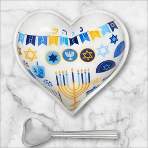 Happy Hanukkah Heart with Heart Spoon
