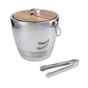 Crafthouse SS Round Ice Bucket w/Tongs Set