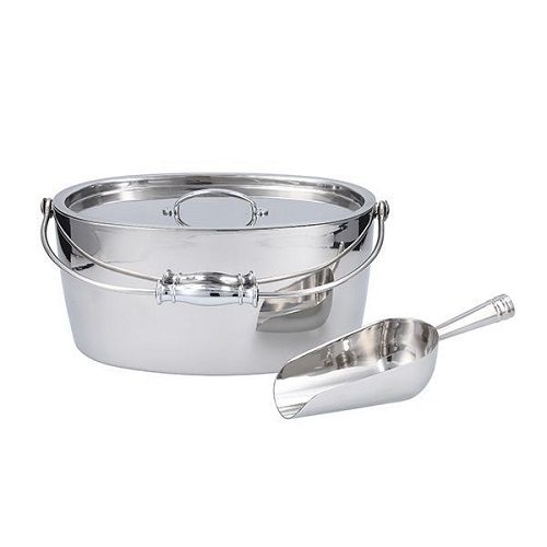 Stainless Steel Oval Ice Bucket w/Scoop