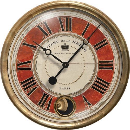 HOTEL DE LA REINE RED 16" CLOCK