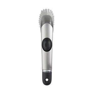 SOAP SQUIRTING DISH BRUSH - STAINLESS STEEL