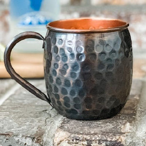 Barrel Hammered Antique Copper Mug