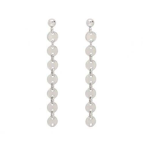 Coin Long Earrings - Silver