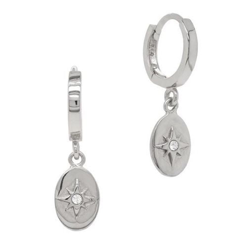 Silver Starry Night Dangle Hoops